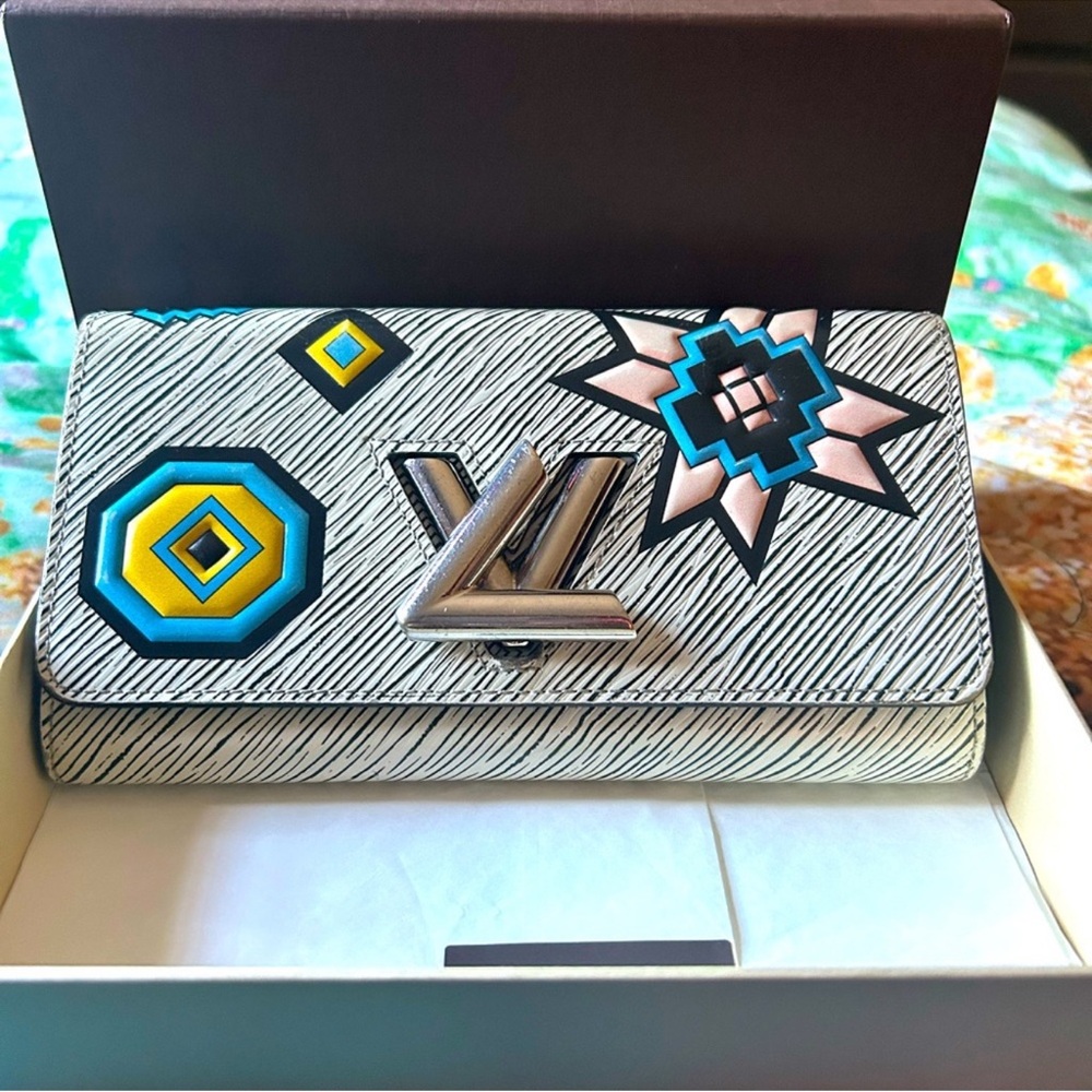Louis Vuitton Limited Edition Multicolor Aztec Epi Leather Twist Wallet